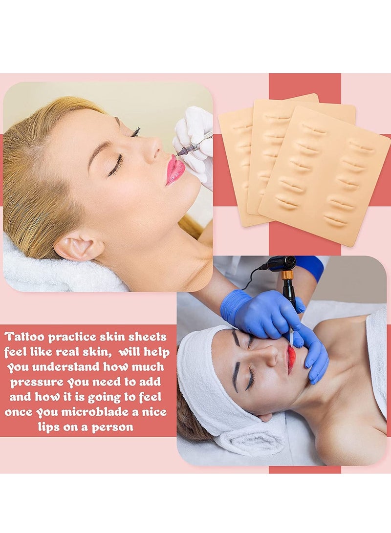 Excefore Lip Practice Skin, 3 Pcs 3D Microblading Silicone Fake Skins for Lips Permanent Makeup - Image 2