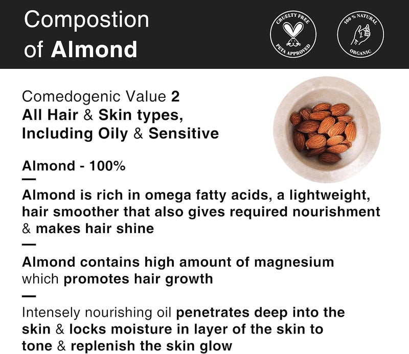 Soulflower Herbal Almond Oil (Badam Tail) Rich In Vitamin E For Healthy Hair, Skin, Face,Under Eye & Baby Massage - Pure, Natural & Coldpressed - Image 2