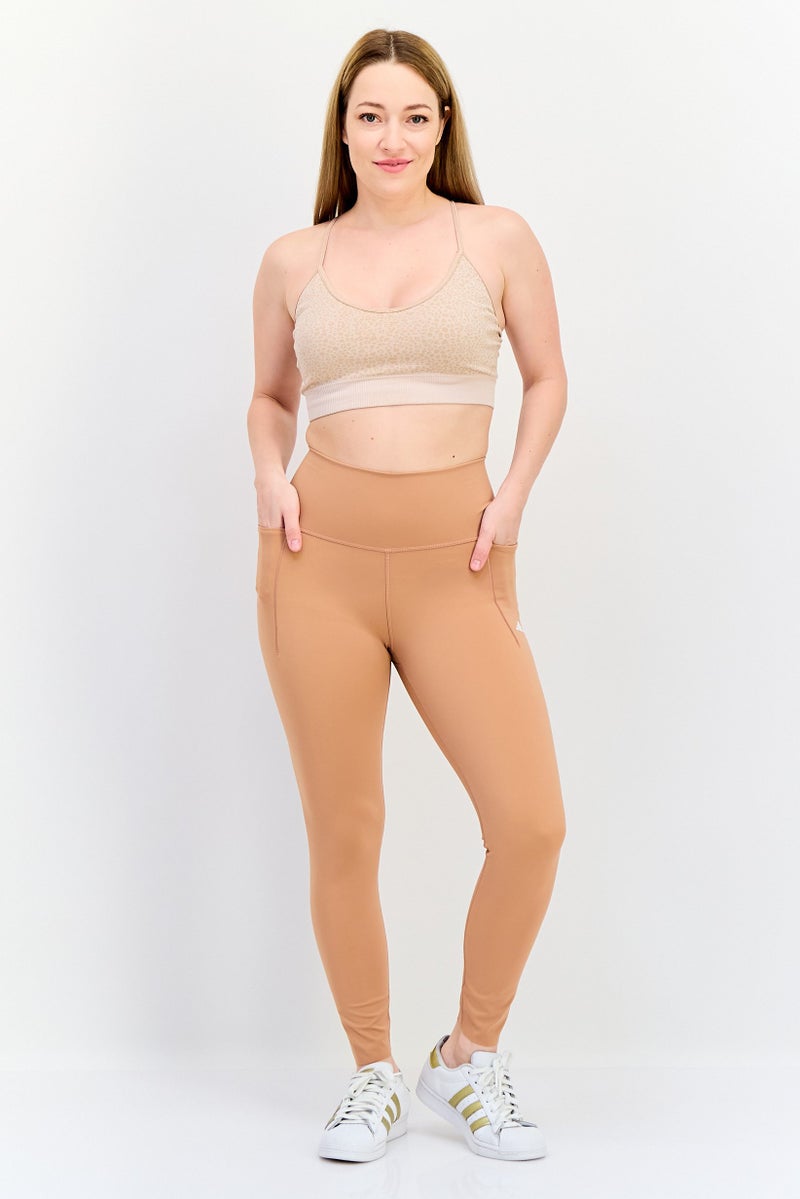 Adidas Women Tight Fit Training Leggings, Tan - Image 4