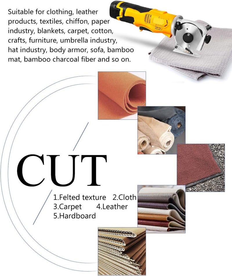 cheekyglo Electric Fabric Scissors Cordless Round Knife Cutting Machine Portable Rotary Cutter for Fabric Leather Carpet (1 Battery)1 Battery - Image 5