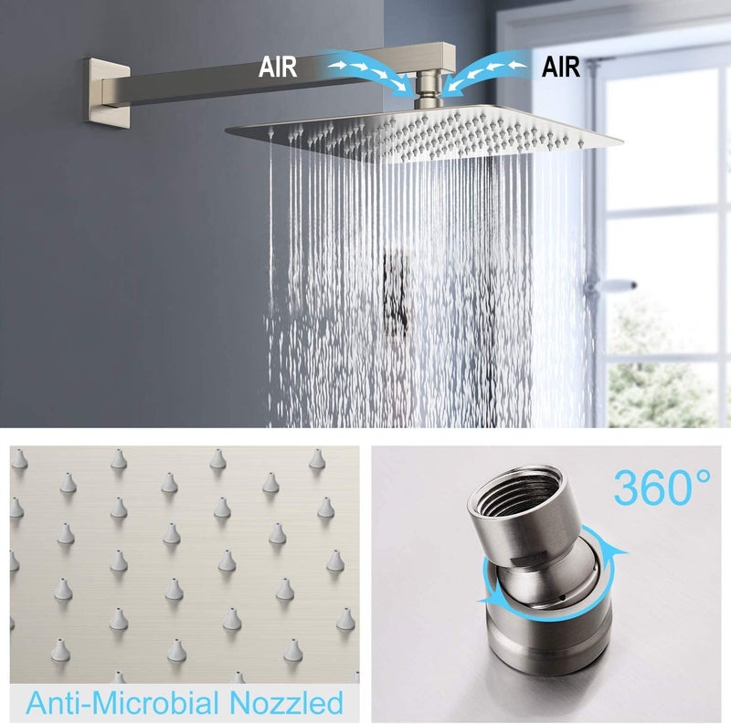 InArt SS-304 Grade Wall Mounted Square Rainfall Overhead Shower With Arm, Chrome Finish (4" x 4" Inch) - Image 5