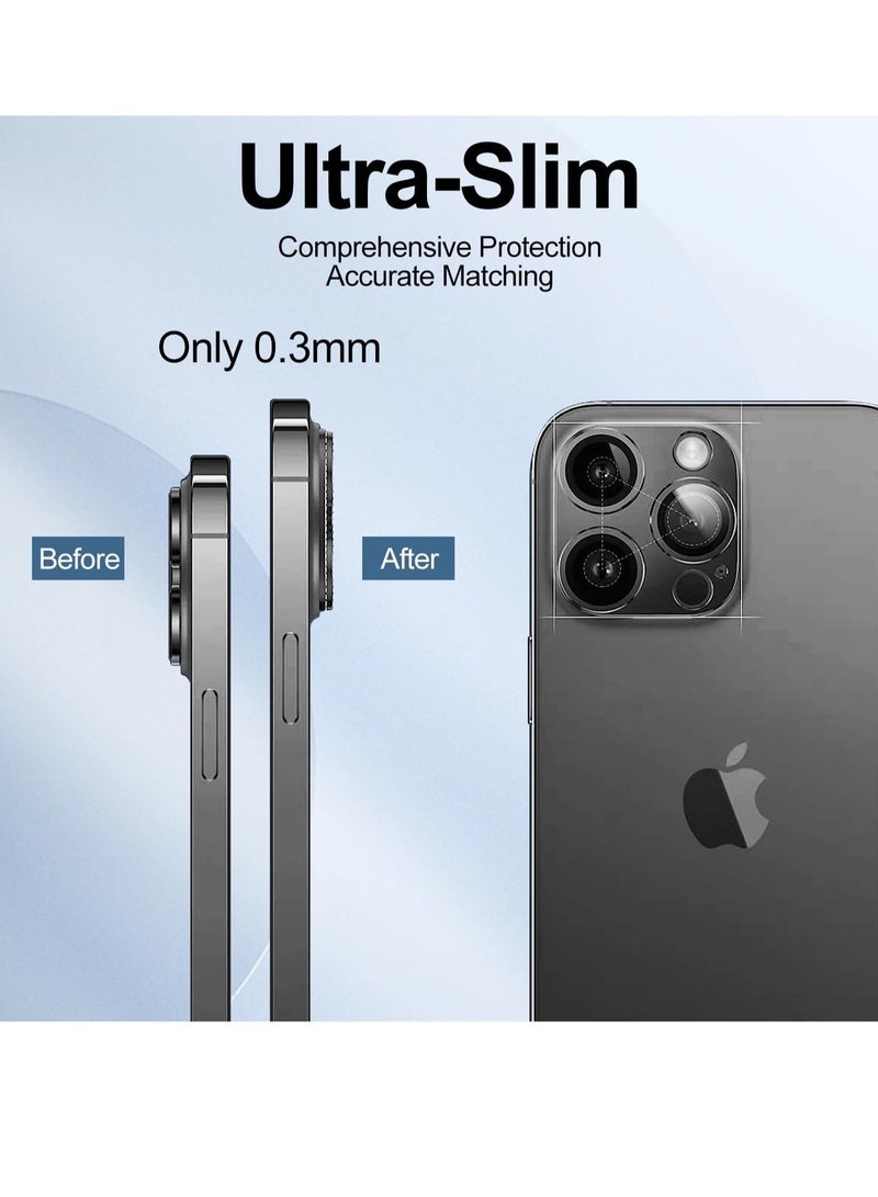 ELTRAZONE Camera Lens Protector for iPhone 14 Pro/iPhone 14 Pro Max, Alloy Metal Camera Cover with Tempered Glass Screen Protector Accessories,Scratch Resistant,Easy to Install (Black) - Image 2