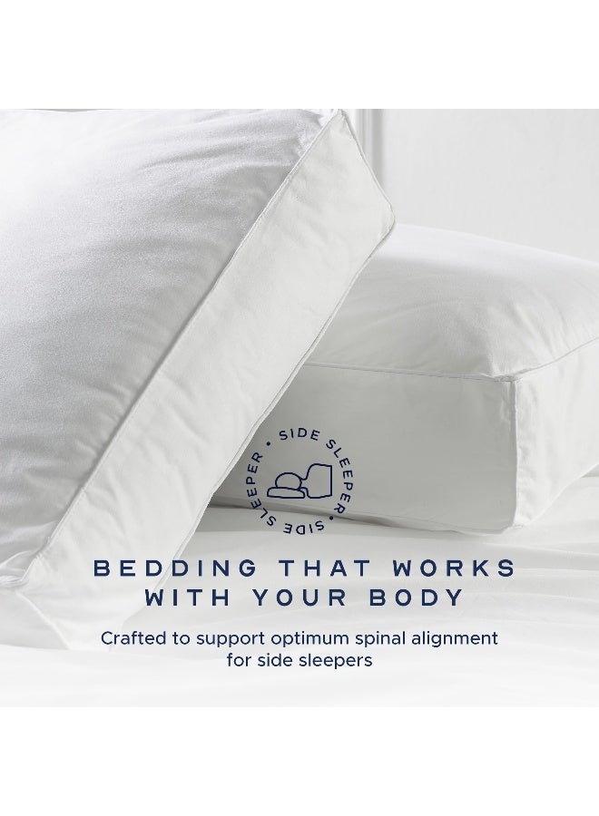 Snuggledown Hotel Side Sleeper Pillows 2 Pack  Firm Box Wall Support for Back  Side Sleepers  Breathable  NonAllergenic 100 Cotton Cover UKMade  Washable 38 x 64cm - Image 3