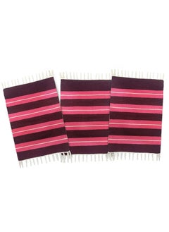 H2H H2H House2Home | Cotton Door Mat, 3 Pieces Combo Offer, Striped Design | Best Used as Door Mat, Bath Math, Bedside Rug or Gift | 40cm X 60cm � 2 Colors (Burgundy - Pink)  - Image 1