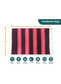 H2H H2H House2Home | Cotton Door Mat, 3 Pieces Combo Offer, Striped Design | Best Used as Door Mat, Bath Math, Bedside Rug or Gift | 40cm X 60cm � 2 Colors (Burgundy - Pink)  - Image 2