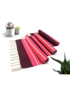 H2H H2H House2Home | Cotton Door Mat, 3 Pieces Combo Offer, Striped Design | Best Used as Door Mat, Bath Math, Bedside Rug or Gift | 40cm X 60cm � 2 Colors (Burgundy - Pink)  - Image 4