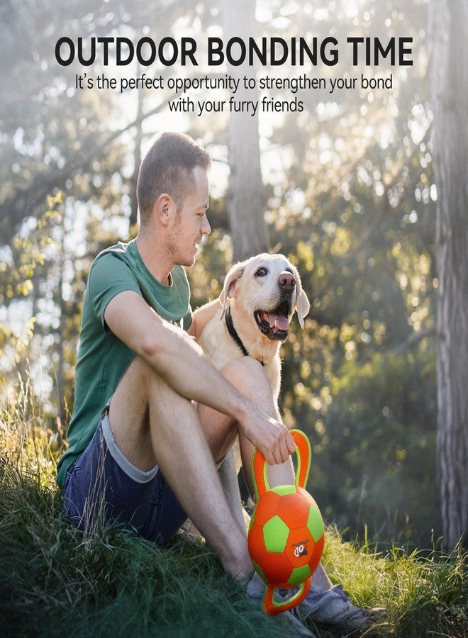 أوول فور بوز كرة كلاب مطورة من ALL FOR PAWS بمقابض، لعبة متينة للكلاب مع صفارة، لعبة شد الحبل التفاعلية للكلاب المتوسطة والكبيرة، 15.7 × 7.9 × 7.9 بوصة - Image 3