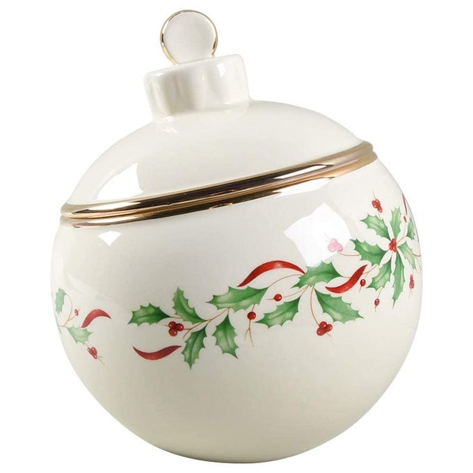 HOLIDAY ORNAMENT COOKIE JAR 420 LB RED GREEN