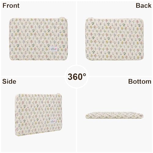 HICARRY Puffy Laptop Sleeve Case Cute Computer Bag, 14 Inch Flower Printed Quilted Laptop Carrying Cases, Protective Floral Soft Padded Cover Accessories, Compatible with 14" Notebook - Image 3