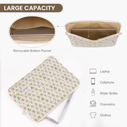 HICARRY Puffy Laptop Sleeve Case Cute Computer Bag, 14 Inch Flower Printed Quilted Laptop Carrying Cases, Protective Floral Soft Padded Cover Accessories, Compatible with 14" Notebook - Image 5