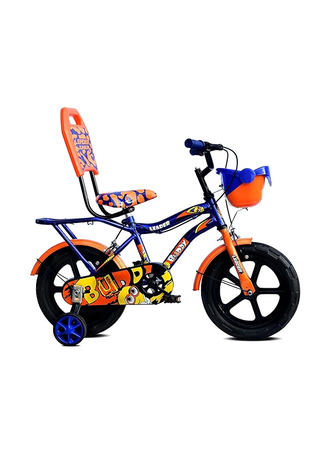 ليدر دراجة بادي كيدز سايكل ١٤T مع عجلات تدريب (مُجمّعة جزئيًا) للأولاد والبنات، مثالية للفئة العمرية من ٢ إلى ٥ سنوات | الإطار: ٨ بوصات (١٤T، أزرق داكن وبرتقالي) - Image 2