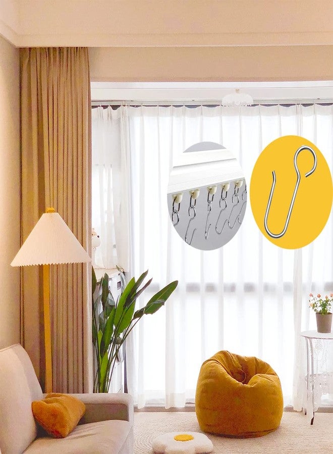 Kuasting Metal Curtain Track Hooks, 80 Pieces, Stainless Steel S Hooks for Window, Shower, Door Curtains - Image 5