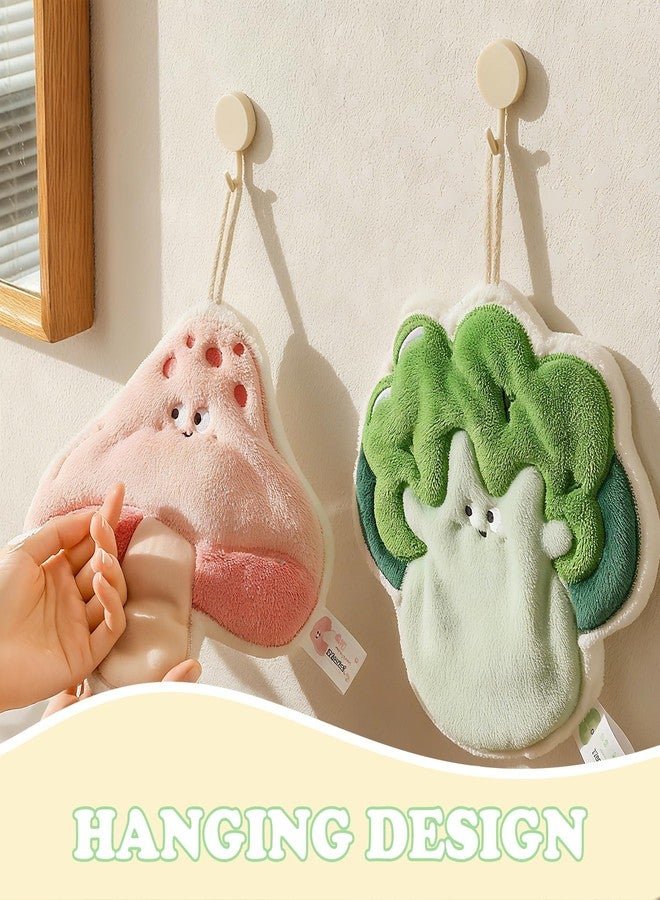 Tyrafry Funny Vegetables Hand Towels Absorbent Kitchen Towels Dish Towel, Microfiber Coral Fleece Absorbent Hand Towel for Kitchen Bathroom Bedroom, 9.5x10.6 Inches, Broccoli - Image 4