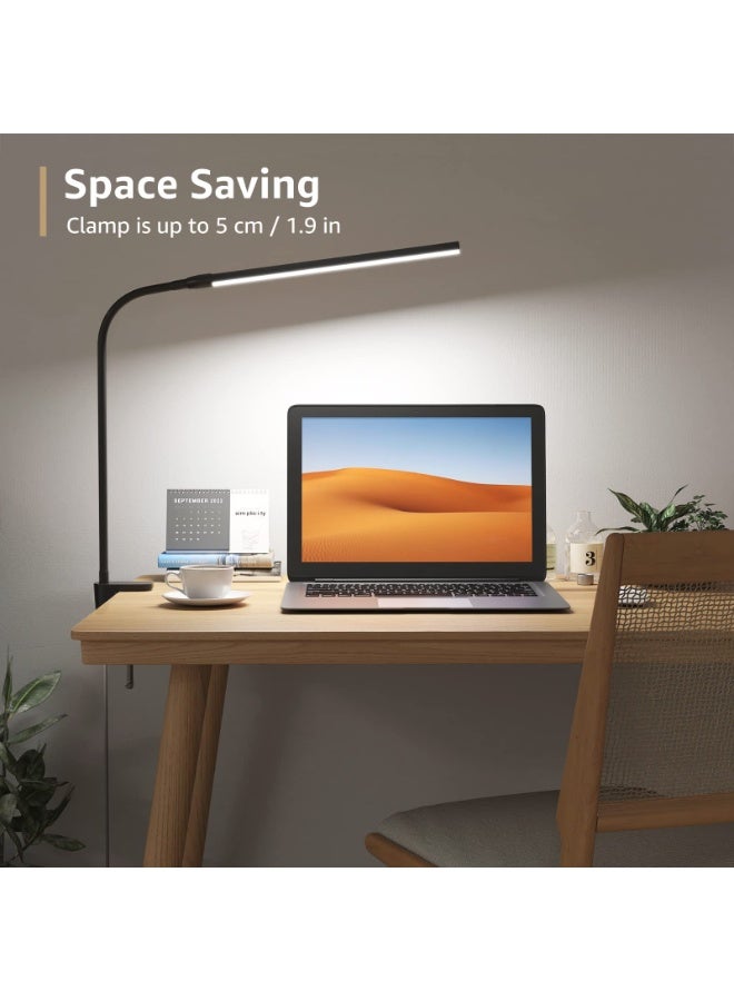 مصباح مكتب بمشبك أسود، قابل للتعتيم، بمنفذ USB، ذراع مرن، 3 أوضاع ألوان، 10 مستويات سطوع - Image 2