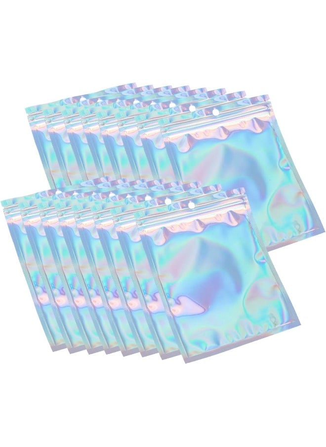 ECVV - 100Pcs Resealable Storage Bags Holographic Packaging Bags For Jewelry, Snack, Food Storage, Smell Proof Bags Clear Ziplock Bag With Front Window - Image 1
