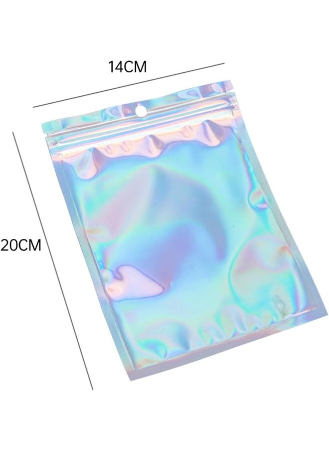 ECVV - 100Pcs Resealable Storage Bags Holographic Packaging Bags For Jewelry, Snack, Food Storage, Smell Proof Bags Clear Ziplock Bag With Front Window - Image 1
