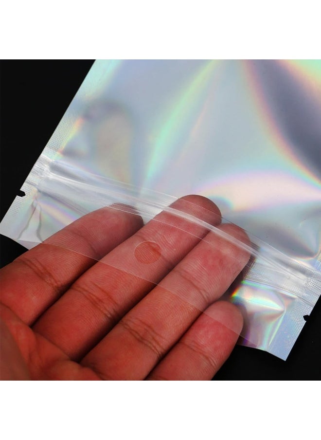ECVV - 100Pcs Resealable Storage Bags Holographic Packaging Bags For Jewelry, Snack, Food Storage, Smell Proof Bags Clear Ziplock Bag With Front Window - Image 1