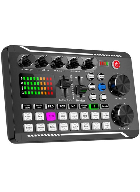 Professional LIVE Sound Card Mixer F998 and Audio Interface with DJ Mixer Effects and Voice Changer,Podcast Production Studio Equipment, Prefect for Streaming/Podcasting/Gaming