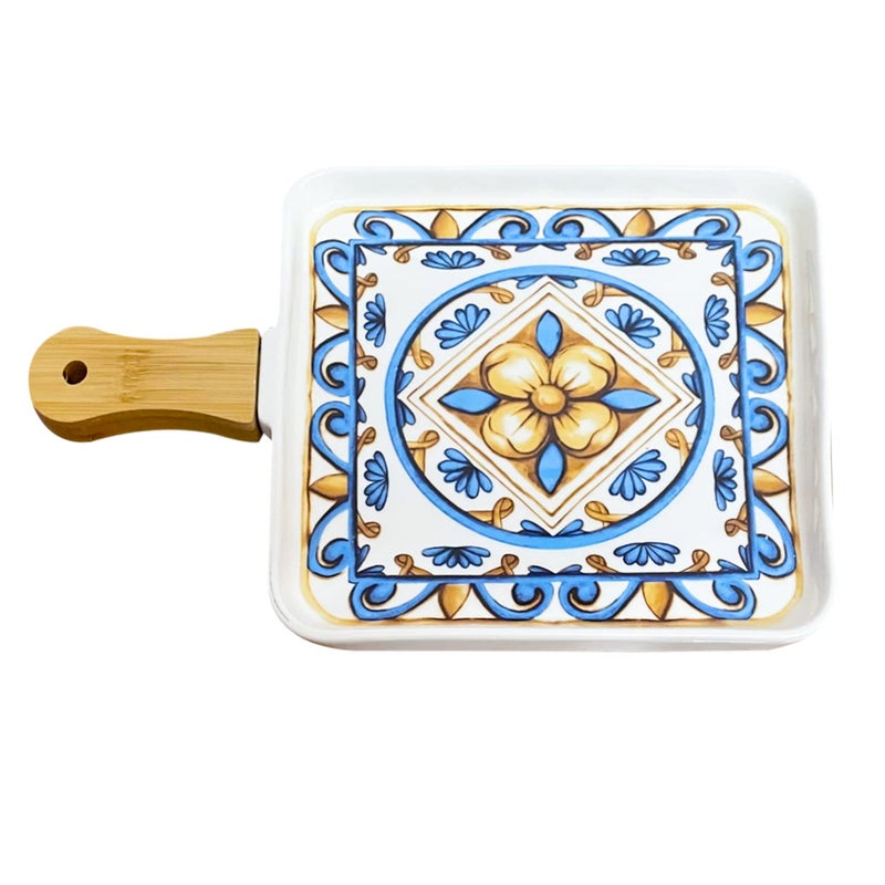 Lemon Tree Square Ceramic Serving Platter Pan Pizza Tray Blue Color - Image 2