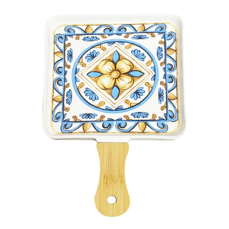 Lemon Tree Square Ceramic Serving Platter Pan Pizza Tray Blue Color - Image 3