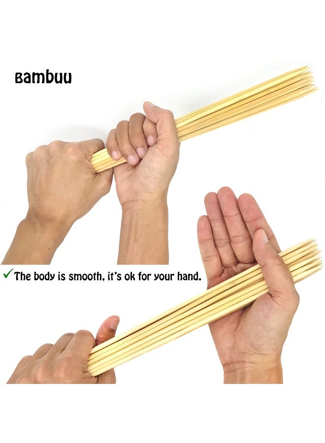 Bamboo Skewers 12Inch | (More Sizes: 6”/10”/12”) | Thick Sturdy Φ=0.16inch (4mm)-100pcs | Natural Bamboo Sticks | Wooden Skewers - Image 5