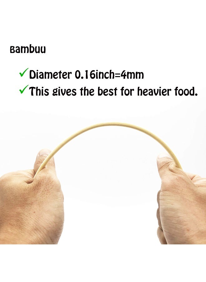 Bamboo Skewers 12Inch | (More Sizes: 6”/10”/12”) | Thick Sturdy Φ=0.16inch (4mm)-100pcs | Natural Bamboo Sticks | Wooden Skewers - Image 2