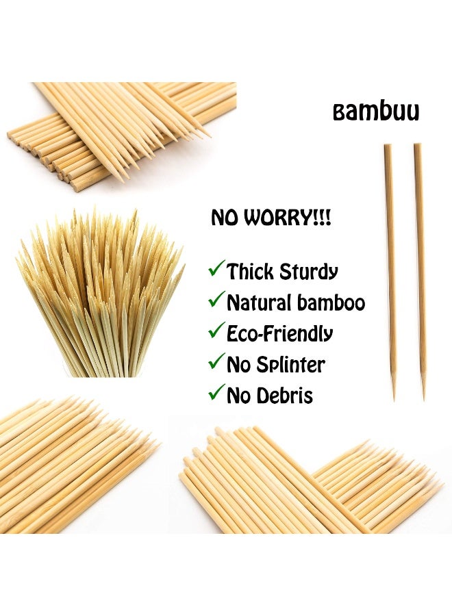 Bamboo Skewers 12Inch | (More Sizes: 6”/10”/12”) | Thick Sturdy Φ=0.16inch (4mm)-100pcs | Natural Bamboo Sticks | Wooden Skewers - Image 1