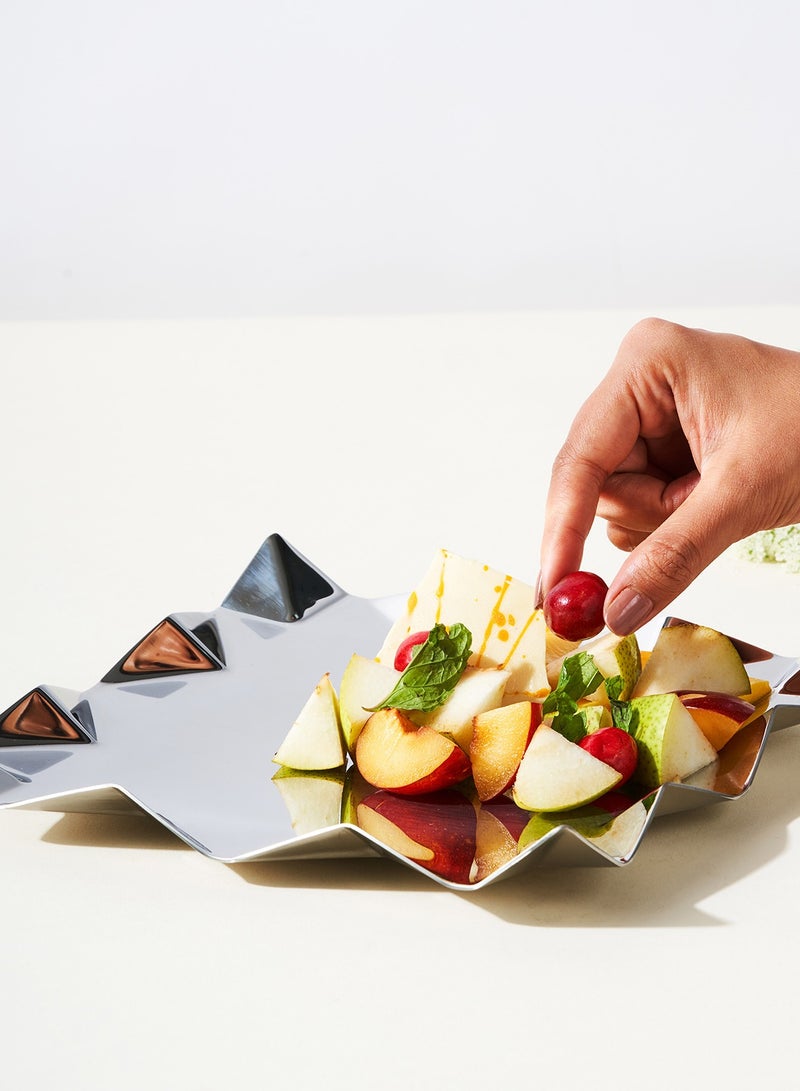 Arttd Inox ARTTDINOX Designer Stainless Steel Square Platter | Zig Zag Serving Tray for Food and Dessert| by Jindal  - Image 2