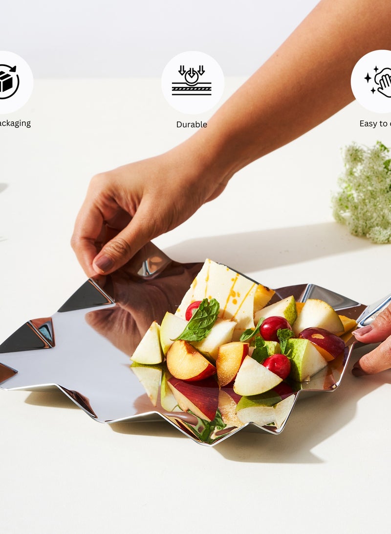 Arttd Inox ARTTDINOX Designer Stainless Steel Square Platter | Zig Zag Serving Tray for Food and Dessert| by Jindal  - Image 4