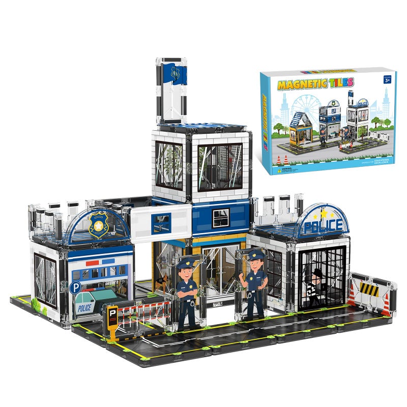 AFUNX Magnetic Tiles 50PCS Police Station Theme Building Blocks Set Magnet Building Blocks and STEM Preschool Toys for Toddlers Kids Ages 35 57 810 - Image 2
