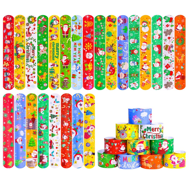 MGparty 72pcs Christmas Slap Bracelets Party Favors Toys for Kids Xmas Party Favors Christmas Stocking Stuffers Gifts Birthday Gifts - Image 2