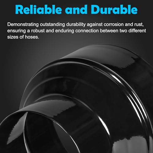 Kikerike Duct Reducter 8 to 6 Air Ducting Reducer Increaser Air Duct Adapter or Round Metal Pipe Reducer for Bathroom Kitchen Ventilation Systems - Black - Image 3