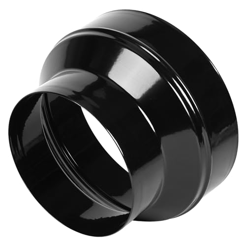 Kikerike Duct Reducter 8 to 6 Air Ducting Reducer Increaser Air Duct Adapter or Round Metal Pipe Reducer for Bathroom Kitchen Ventilation Systems - Black - Image 1