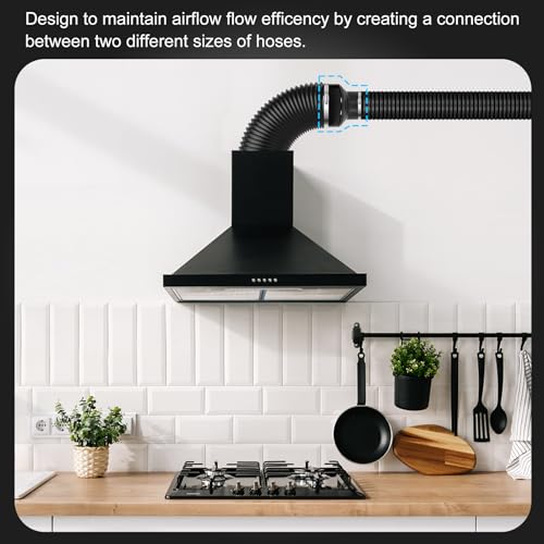 Kikerike Duct Reducter 8 to 6 Air Ducting Reducer Increaser Air Duct Adapter or Round Metal Pipe Reducer for Bathroom Kitchen Ventilation Systems - Black - Image 5