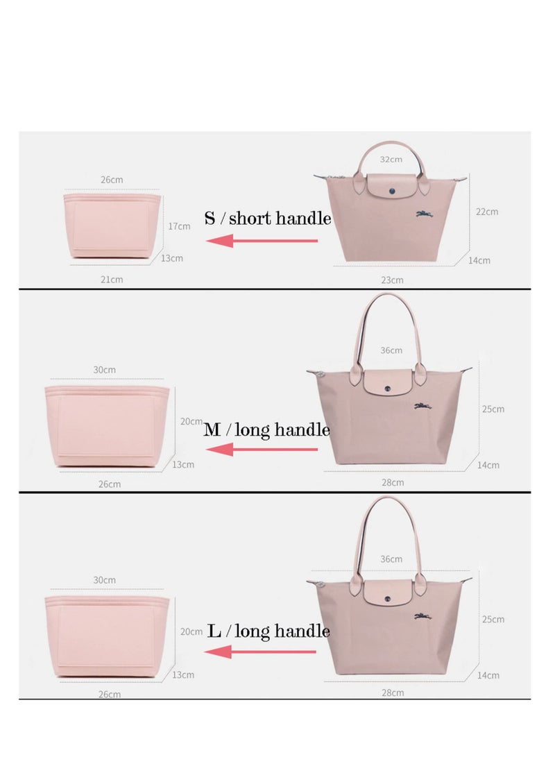 Excefore Multi-Pocket Felt Handbag Organizer, Folding Tote Bag organizer insert, Felt Organizer Insert Handbags & Base Shaper, for Insert Wallet Organizer for Longchamp (Dark Blue, Medium) - Image 3