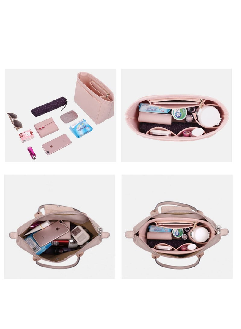 Excefore Multi-Pocket Felt Handbag Organizer, Folding Tote Bag organizer insert, Felt Organizer Insert Handbags & Base Shaper, for Insert Wallet Organizer for Longchamp (Dark Blue, Medium) - Image 5