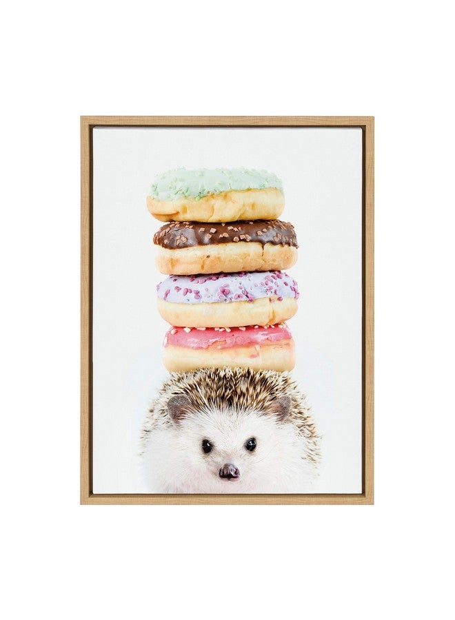 DesignOvation Sylvie Hedgehog Donuts Framed Canvas Wall Art By Amy Peterson 18X24 Natural Cute Baby Animal Portrait For Living Room Bedroom Or Nursery - Image 2