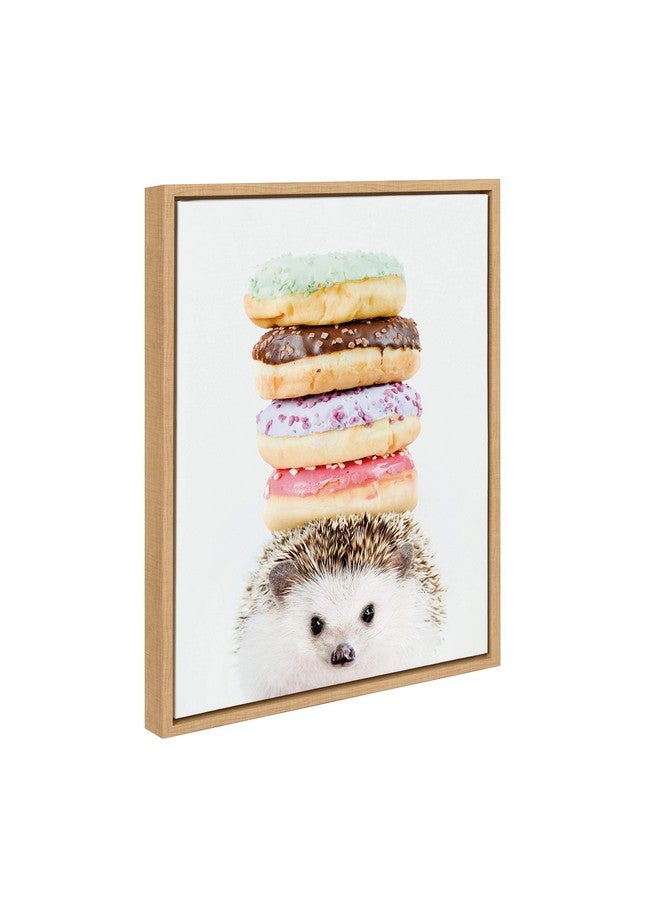 DesignOvation Sylvie Hedgehog Donuts Framed Canvas Wall Art By Amy Peterson 18X24 Natural Cute Baby Animal Portrait For Living Room Bedroom Or Nursery - Image 3