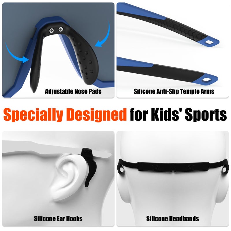 Xtiger X-TIGER Kids Sunglasses Polarized Youth Baseball Sunglasses for 8-14 boys girls UV400 Sports Softball Cycling Glasses - Image 5
