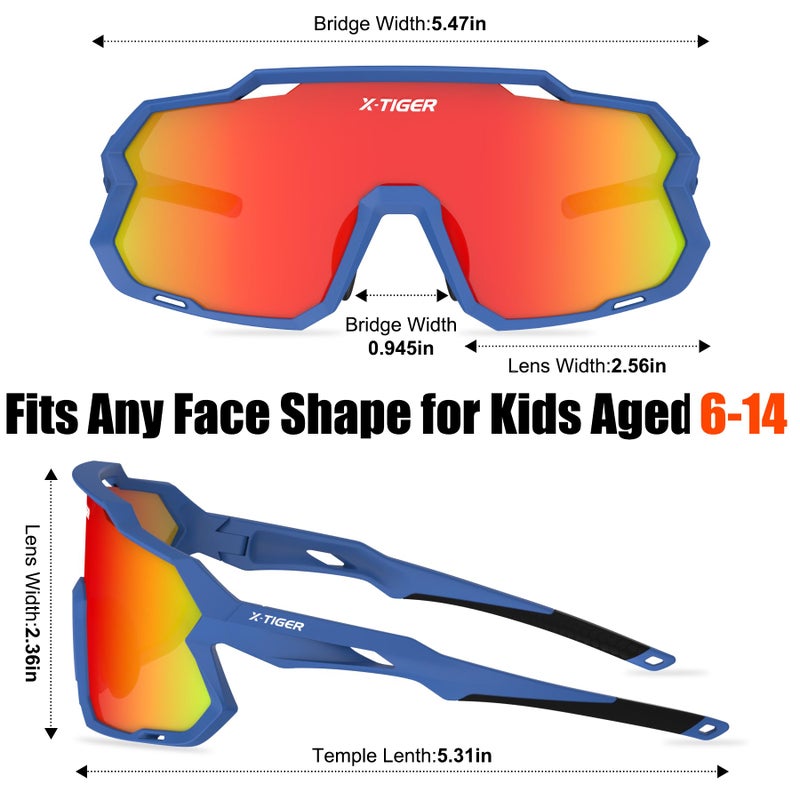 Xtiger X-TIGER Kids Sunglasses Polarized Youth Baseball Sunglasses for 8-14 boys girls UV400 Sports Softball Cycling Glasses - Image 3