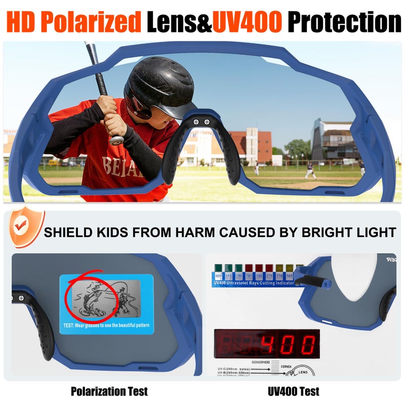 Xtiger X-TIGER Kids Sunglasses Polarized Youth Baseball Sunglasses for 8-14 boys girls UV400 Sports Softball Cycling Glasses - Image 4