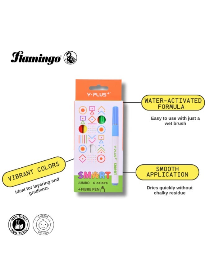 Y-PLUS+ SMART JUMBO Fibre Pens - 6 Water-Activated Colors - Non-Toxic - Image 2