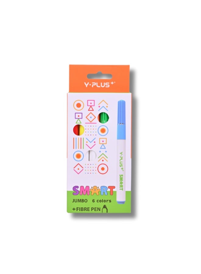 Y-PLUS+ SMART JUMBO Fibre Pens - 6 Water-Activated Colors - Non-Toxic - Image 1