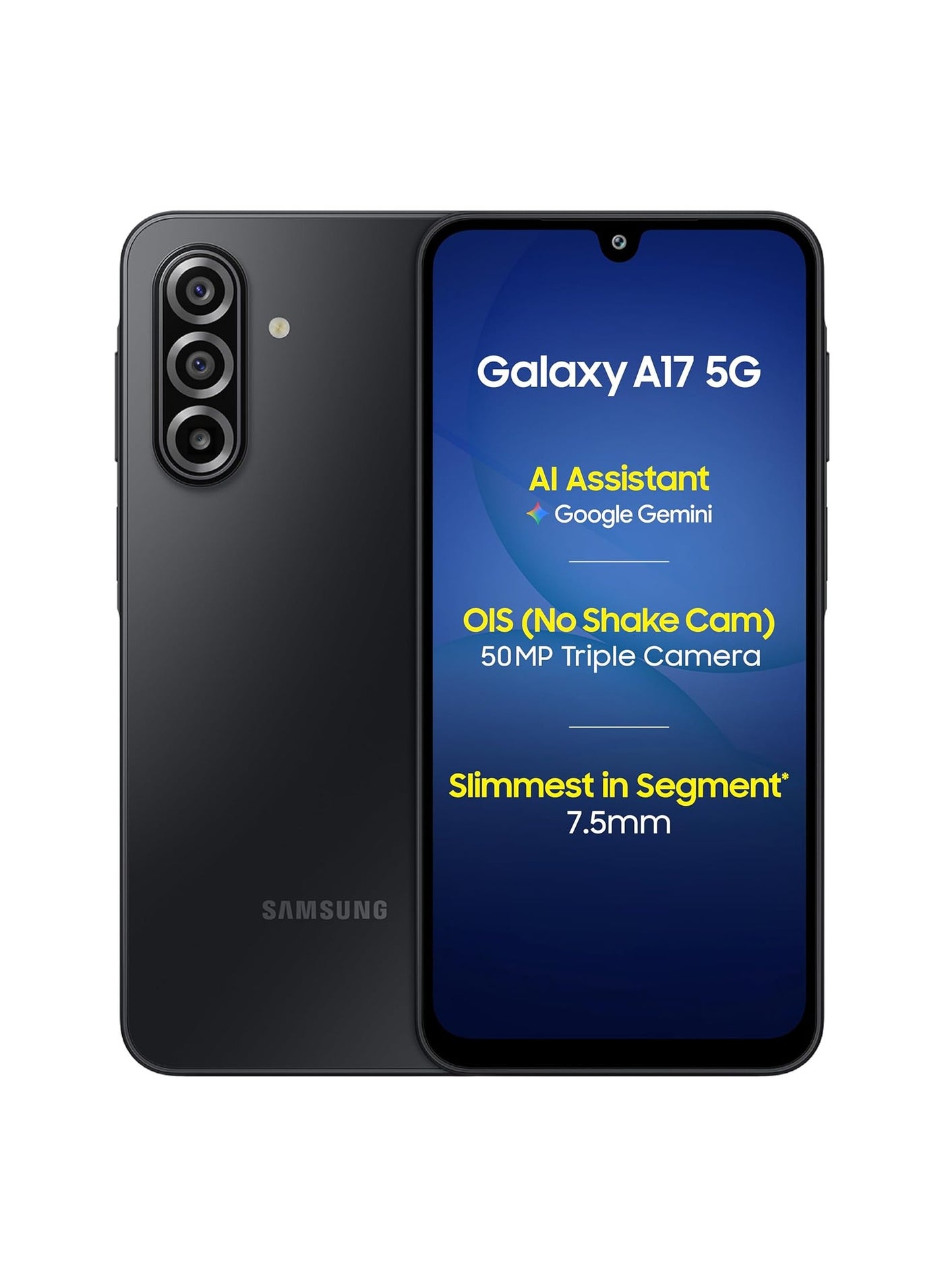 Samsung Galaxy A17 5G (Black, 6GB RAM, 128GB Storage) | 50 MP No Shake Camera | Gemini Live | Circle to Search | Super AMOLED | Corning Gorilla Glass Victus | 7.5mm Sleek | AI
