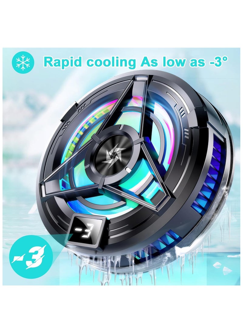 ALAMAREQ - Phone Cooler for Gaming Phone Fan Magnetic Phone Cooler, LED Display Shows Temperature with Magnetic Stickers for Gaming Live Streaming Phone Cooler compatible with iPhone Android 4.5 to 7 in - Image 1