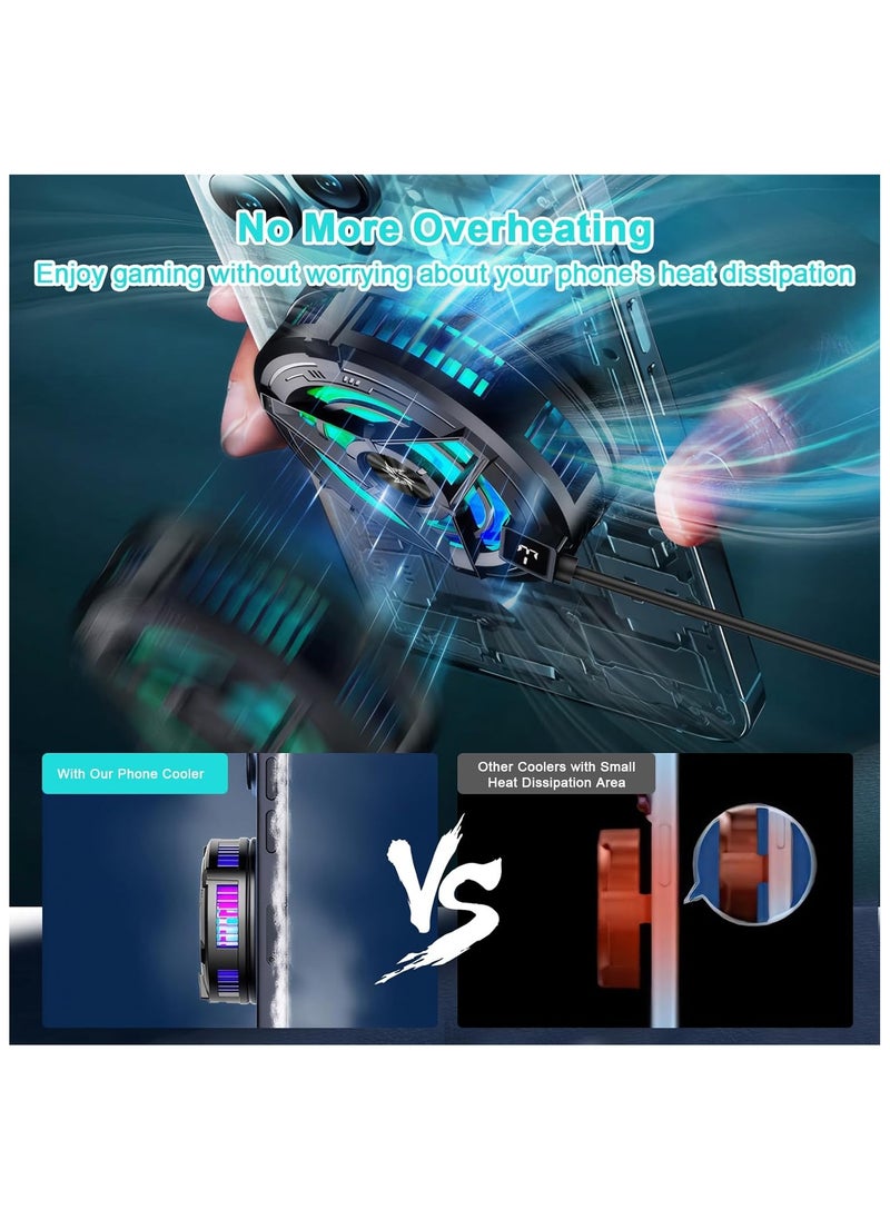 ALAMAREQ - Phone Cooler for Gaming Phone Fan Magnetic Phone Cooler, LED Display Shows Temperature with Magnetic Stickers for Gaming Live Streaming Phone Cooler compatible with iPhone Android 4.5 to 7 in - Image 1