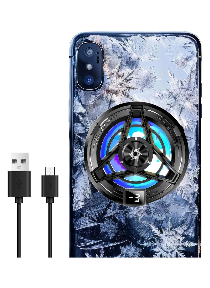 ALAMAREQ - Phone Cooler for Gaming Phone Fan Magnetic Phone Cooler, LED Display Shows Temperature with Magnetic Stickers for Gaming Live Streaming Phone Cooler compatible with iPhone Android 4.5 to 7 in - Image 1