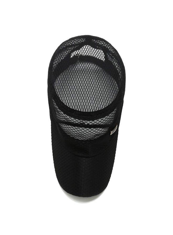 WITHMOONS Summer Breathable Cadet Hat Basic Mesh Military Army Cap YZ40117 (Black) - Image 4