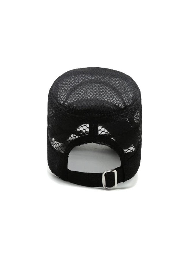WITHMOONS Summer Breathable Cadet Hat Basic Mesh Military Army Cap YZ40117 (Black) - Image 5