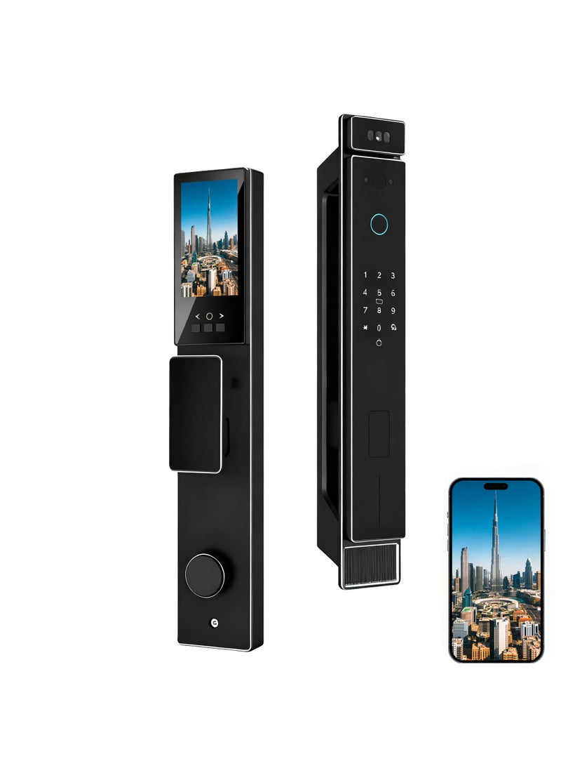 رازوفيوس قفل باب ذكي مزود بكاميرا، وتقنية التعرف ثلاثي الأبعاد على راحة اليد والوجه، وقفل اتصال فيديو عبر WiFi، وتطبيق للتحكم عن بعد للمنزل والمكتب والشقق والفنادق - Image 1